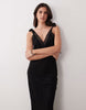 slip maxi dress with lace trim and ties in black