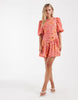Never Fully Dressed Petite Poppy puff sleeve mini dress in coral spot floral print