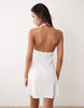 Miss Selfridge halterneck mini dress with picot edges in white