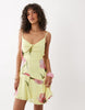 Miss Selfridge cowl neck mini dress with asymmetric hem in flower print