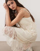 Abercrombie & Fitch tiered lace midi duster dress top in cream