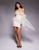 ASOS LUXE organza sleeve corsage mini dress in cream