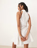 sleeveless mini shirt dress in white