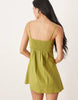 cotton linen blend cami mini sundress with shaped bust in dark lime
