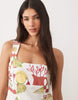 square neck bodycon mini sundress in mixed strawberry print