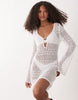 Accessorize crochet long sleeve mini dress in cream