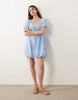 square neck bubble mini dress with embroidery detail in baby blue