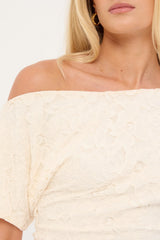 Luck & Trouble Bruni Off Shoulder Lace Top Cream