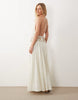 ASOS LUXE crochet maxi dress with embellished waist detail in white