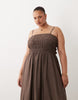 Brave Soul Curve strappy shirred sundress in brown