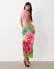AFRM Mylo printed mesh cap sleeve maxi dress in abstract floral print