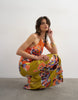 Topshop bias cut halter neck open scoop back satin maxi dress in bold contrast floral