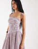 Reclaimed Vintage shirred bodice sundress in burgundy and cream stripe