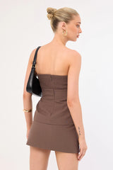 Perfect Stranger Uma Buckle Strapless Top Taupe
