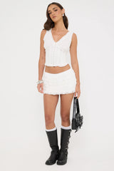 Luck & Trouble Lila Lace Mini Skirt White