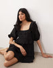 Miss Selfridge broderie ruffle milkmaid dress in black