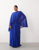 ARRANGE Curve drop waist grecian draped cape sleeve maxi dress in cobalt blue