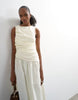Topshop poplin ruched full skirted maxi dress in ivory