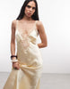 Reclaimed Vintage maxi tea dress with lace inserts in yellow