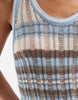 knit ladder stitch maxi dress in blue stripe