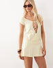 Motel Papino cut out off the shoulder mini dress in butter yellow