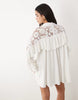 Noughts & Kisses crochet lace high neck ruffle trim mini dress in white