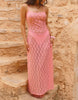 The Frolic x Lydia Kara exclusive lace square neck thigh split maxi beach dress in pink