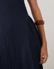 VILA jacquard jersey cami midi dress with waist details in navy
