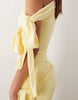 Wanderdoll Nelly triple layered slinky sculpted tie detail off the shoulder mini dress in lemon