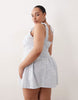 Esmée Curve beach mini dress with ruffle trim in blue & white stripes