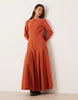 slash neck maxi dress with full skirt in terracotta