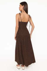 Mischa Maxi Dress - Brown Polka Dot