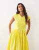 ARRANGE pleated cinched waist maxi dress in yellow