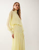 high neck deep cuff maxi dress in yellow