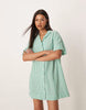 bowling shirt dress in green stripes