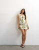 Topshop lace insert pintucked waist mini tea dress in lemon polka dot print