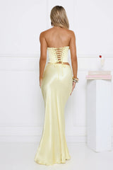 Literally Me Satin Strapless Corset Yellow