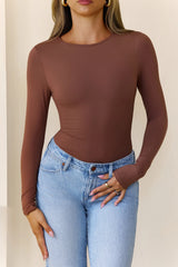 BASE Contour Simple Long Sleeve Top Chocolate
