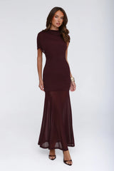 Effortless Theory Mesh Maxi Dress Burgundy