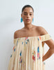 ARRANGE Curve trapeze bardot maxi dress with cape back in yellow floral print