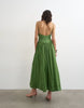 Topshop deep v-back strappy midaxi sundress with cording in green
