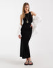 ribbed midi tank dress in black