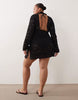 Curve Minette beach crochet lace mini dress in black