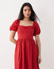 Abercrombie & Fitch milkmaid maxi dress in red