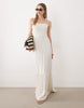 shirred strapless maxi dress in cream