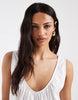 lace trim v neck mini dress in white