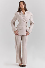 beige high waist tailored trousers