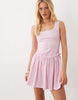 Miss Selfridge square neck mini dress in pink gingham