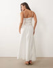 The Frolic exclusive textured cotton frill shirred bodice detail cami maxi dress in white