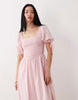 Wednesday's Girl shirred detailing midaxi smock dress in dusty pink